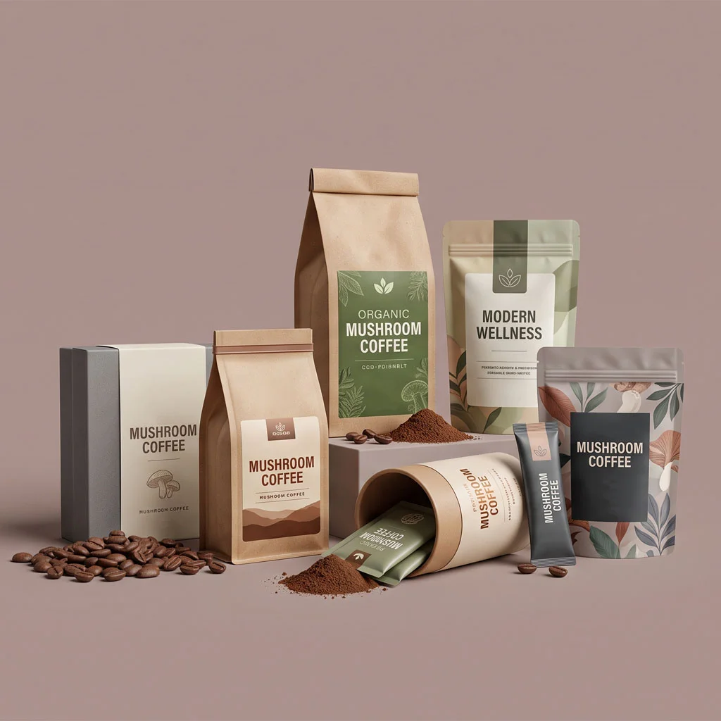 5 Best Mushroom Coffee Packaging Ideas