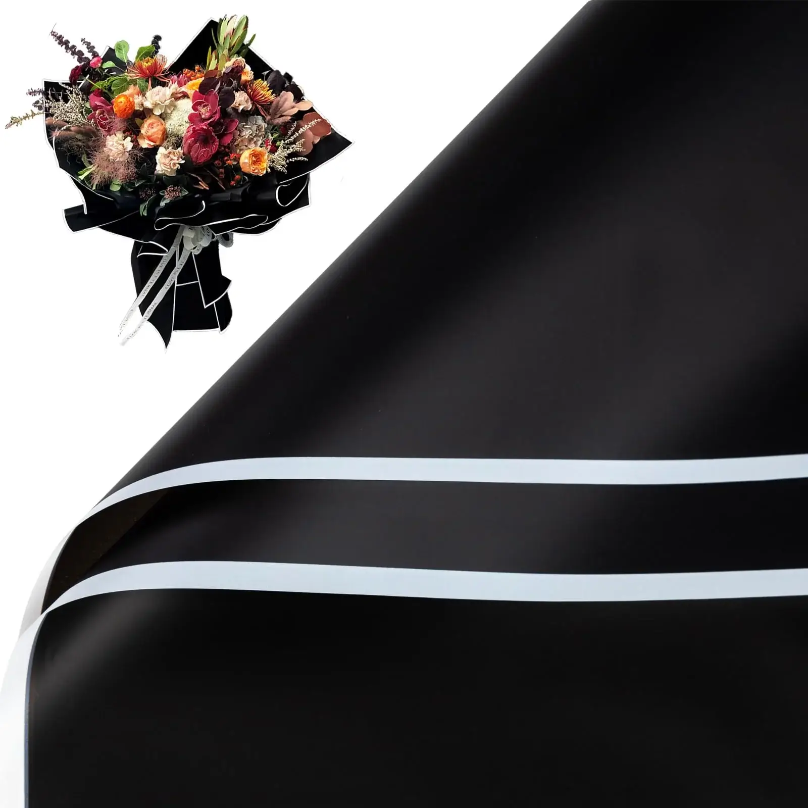 Black Flower Wrapping Paper